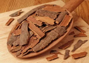 How to Make Mauby Drink: Recipe, Flavour Variations and What the Research Says 2 Dried mauby bark strips on a wooden spoon