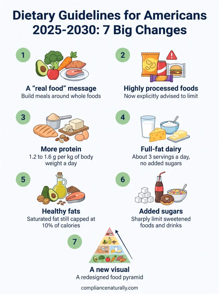 Dietary Guidelines for Americans 3 Infographic: Dietary Guidelines for Americans 2025-2030, the 7 big changes
