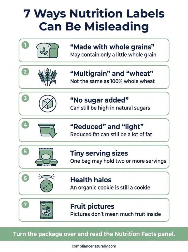 How Nutrition Labels Can Be Misleading 3 Infographic: 7 ways nutrition labels can be misleading